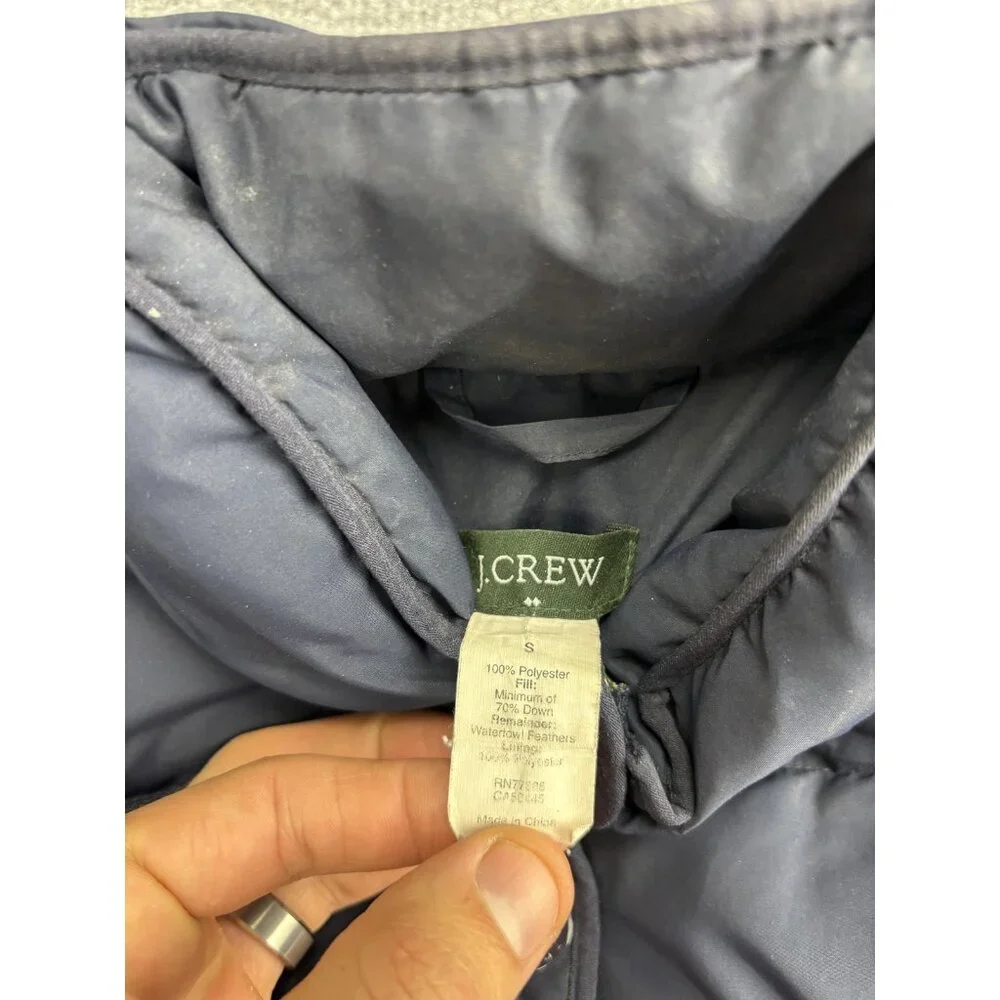 J.Crew Vest Womens S Blue Down Puffer Quilted‎ Snap Zip Pockets Insulated Warm